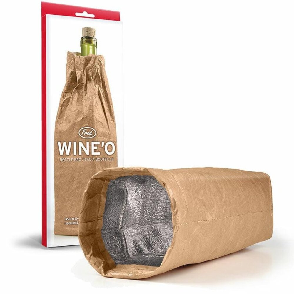 Wine'O Insulated Faux-Paper Bag Bottle Koozie